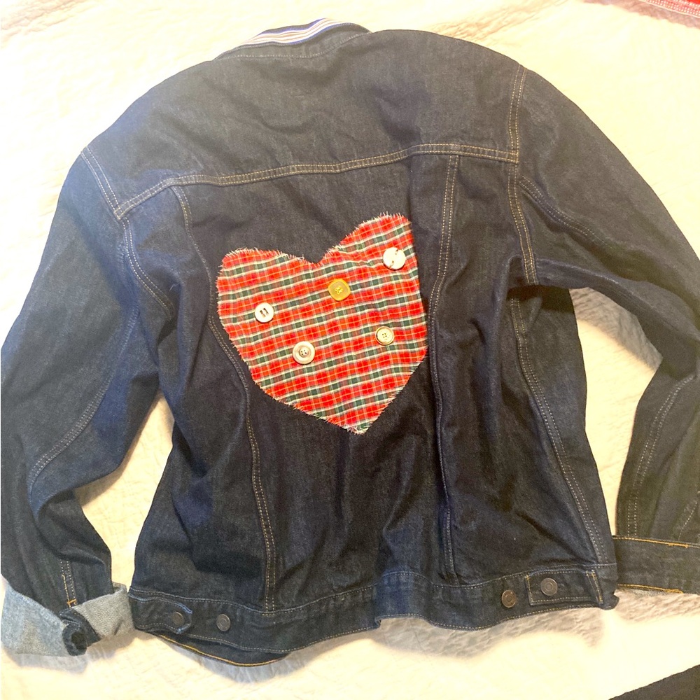 Gap dark blue denim upcycled jean jacket size extra large